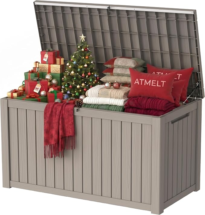 300 Gallon Outdoor Storage Box, Extra Large Resin Deck Box, Waterproof Lockable by ATMELT