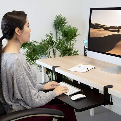 Mount-It! Clamp-On Under Desk Keyboard Tray, No-Drill Slide-Out Keyboard & - Image 2