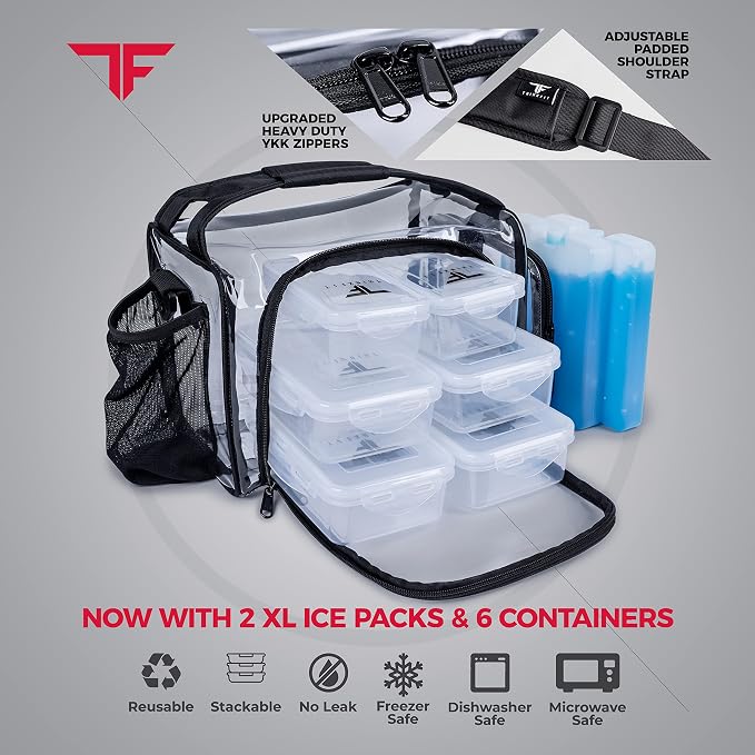 ThinkFit Clear Lunch Bag with 6 Meal Prep Containers - Image 5