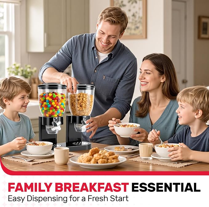 Dual-Control Cereal Dispenser Countertop, 2 Pack 2L Cereal Containers Storage - Image 4