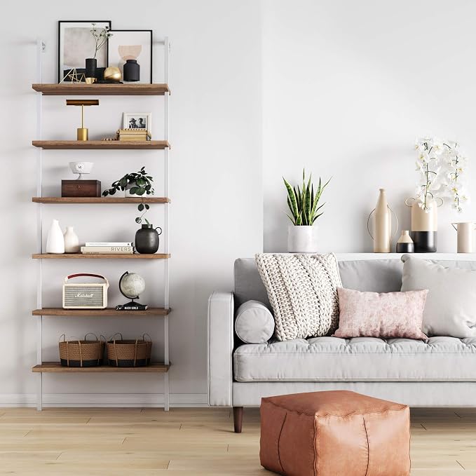 Nathan James Theo 6-Shelf Tall Bookcase, Wall Mount Bookshelf - Image 3