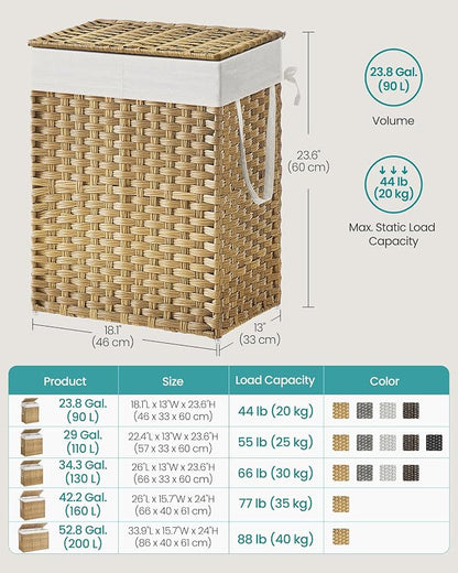 SONGMICS Laundry Hamper with Lid, 90L Clothes Hamper with 2 Removable Liner Bags - Image 6