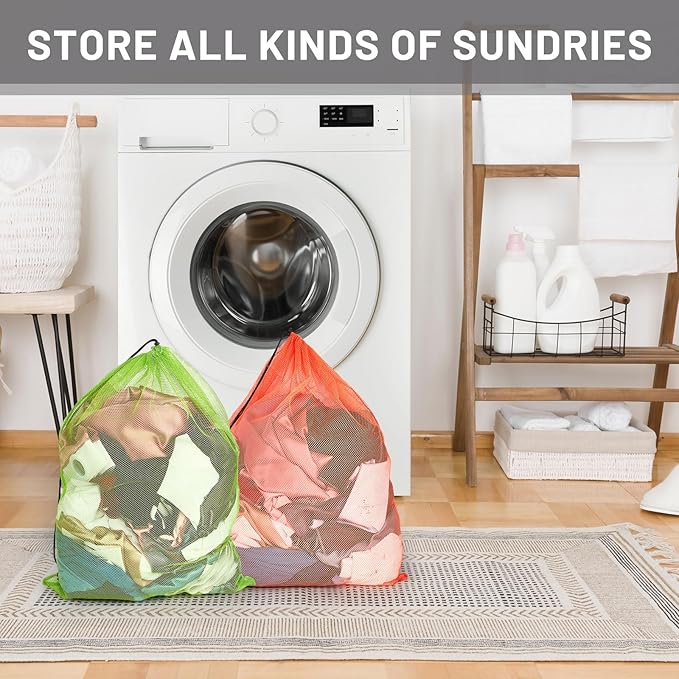 Berlune 24 Pcs 32x24 in Large Laundry Bag Colorful Extra Large Mesh Laundry Bag - Image 4