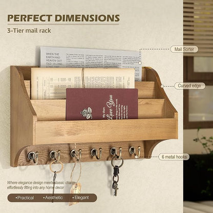 Rebee Vision Pine Wood Key Holder Wall Mount - Image 4