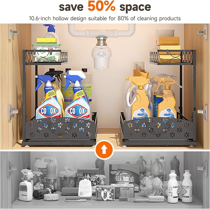 Sevenblue 2-Pack 2-Tier Height Adjustable Under Sink Organizer & Storage | - Image 4