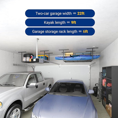 FLEXIMOUNTS 3x6 Overhead Garage Storage Adjustable Ceiling Rack 72" Length x - Image 6