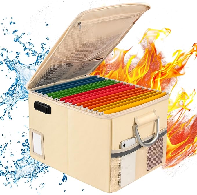 TOMKID Fireproof Document Box, Fire Proof Safe Box - Image 2