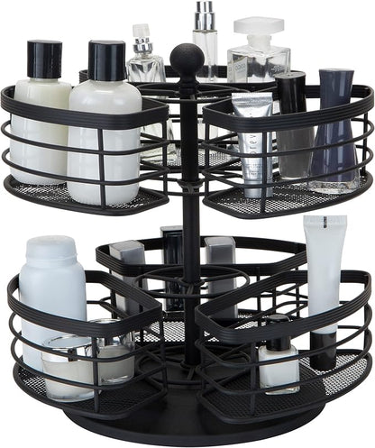 Bath Bliss 2 Tier Carousel Vanity Storage Organizer, Under Cabinet, Dresser Top - Image 4