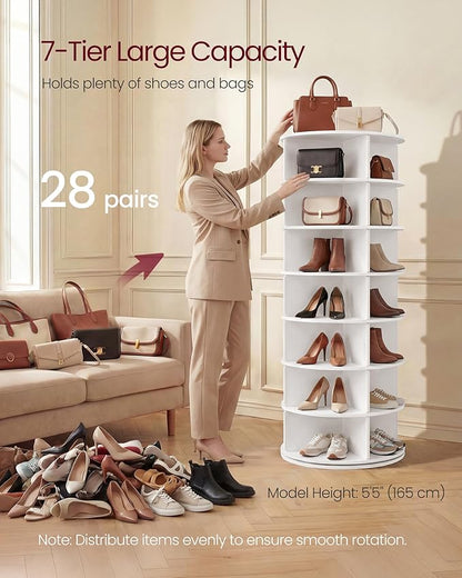 VASAGLE 7-Tier Rotating Shoe Rack Tower, Free Standing 360 Degree Spinning Shoe - Image 4