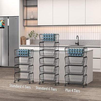 PUSDON Stackable Metal Storage Carts, Dual Use Shelf - Image 9