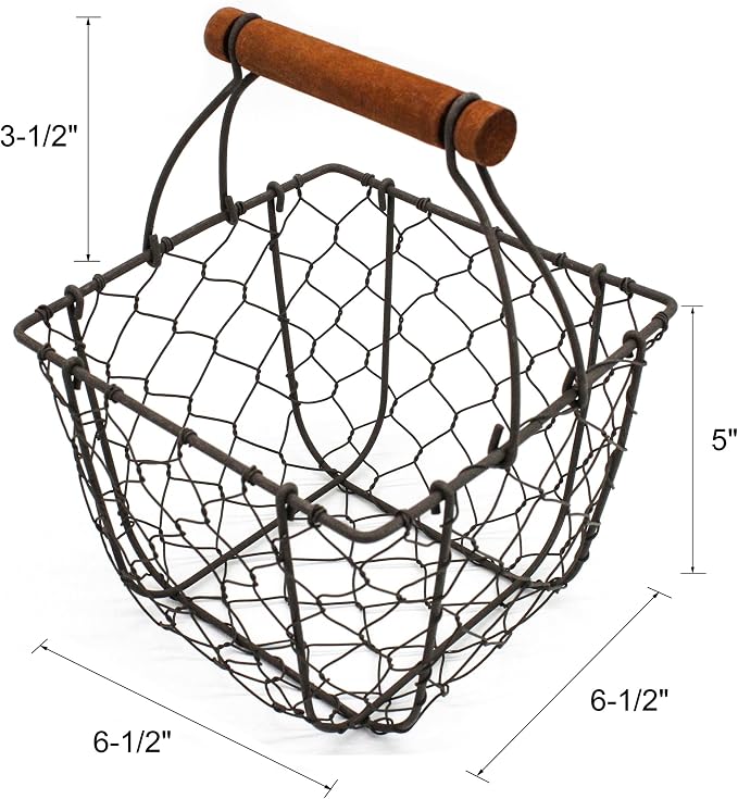 CVHOMEDECO. Square Chicken Wire Egg Basket Fruit Basket - Image 7