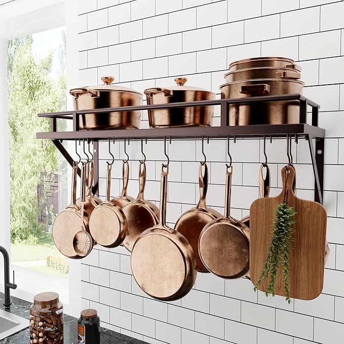 KES 30-Inch Oiled Bronze Pot Rack, Wall Mounted Hanging Pot and Pan Organizer by KES