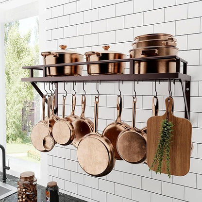 KES 30-Inch Oiled Bronze Pot Rack, Wall Mounted Hanging Pot and Pan Organizer by KES