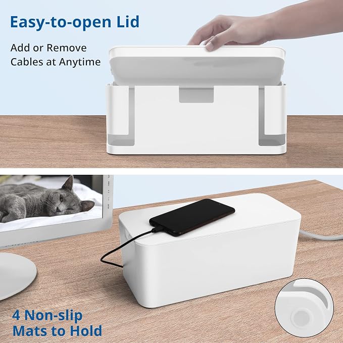 ZhiYo Cable Management Box White, Cord Hider Box to Conceal Power Strips on - Image 7