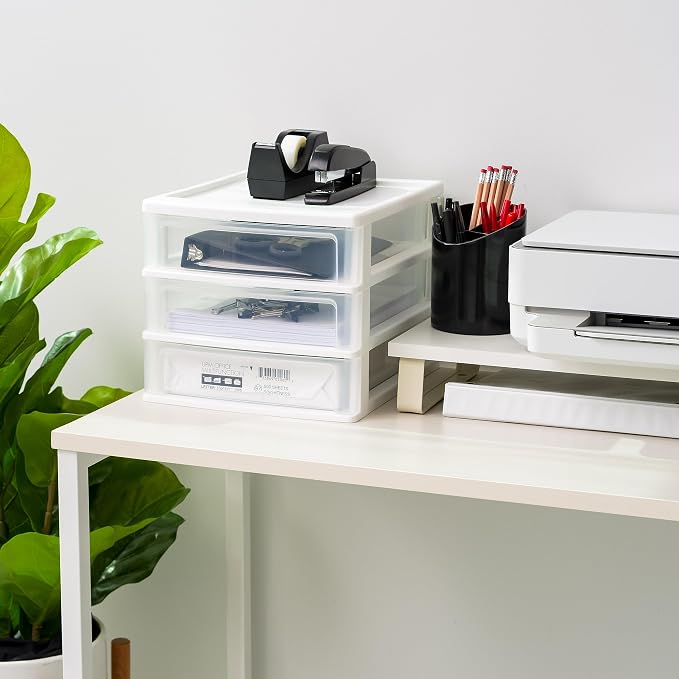 IRIS USA Medium 3-Drawer Stacking Desktop Organizer, 1 Pack, Plastic Drawer - Image 7