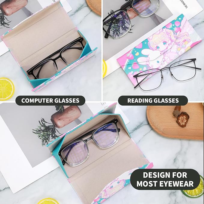 Foldable Glasses Case, Magnetic PU Leahter Sunglasses Case, Cute Hard Shell - Image 2