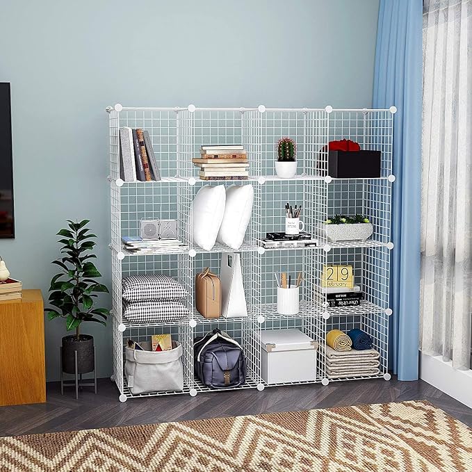 C&AHOME Wire Cube Storage, 16-Cube Organizer Metal Grids Storage, Storage Bins - Image 5