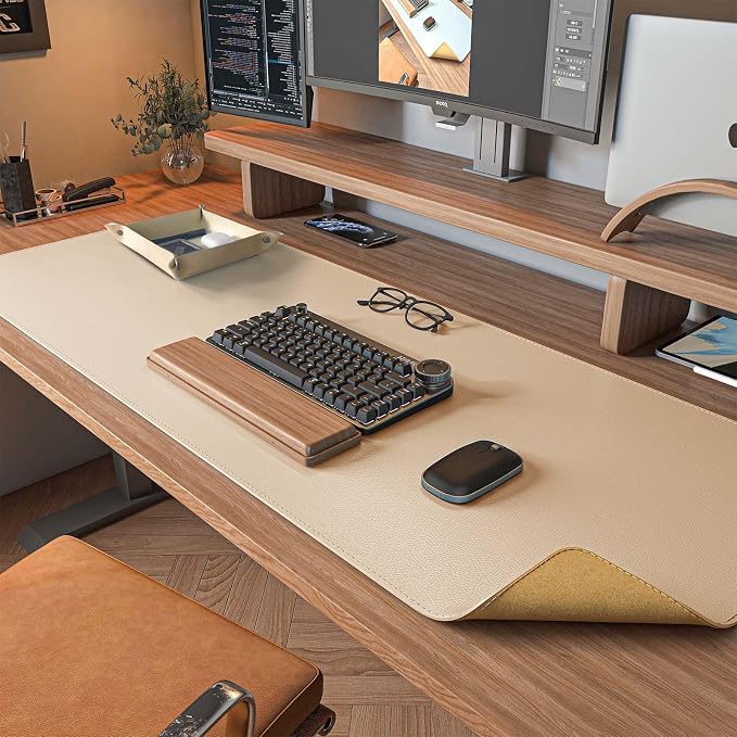 DAWNTREES Dual Sided Desk Mat, Leather Desk Pad, Cork Desk Mat Protector by PremiumDeskPadatDawnTrees