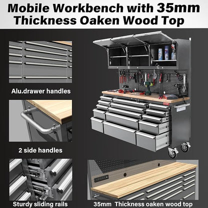 HAUTMEC 72" Rolling Tool Chest, Mobile Garage Workbench, Heavy-Duty Tool - Image 5