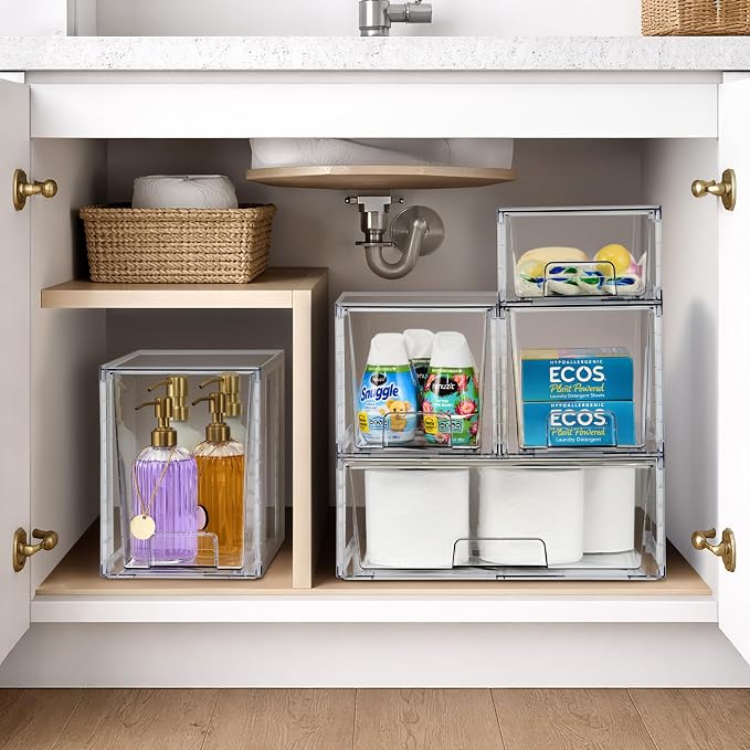 Sorbus Stackable Clear Storage Drawers 5 Pack Acrylic Organizers, Pantry Drawers - Image 7