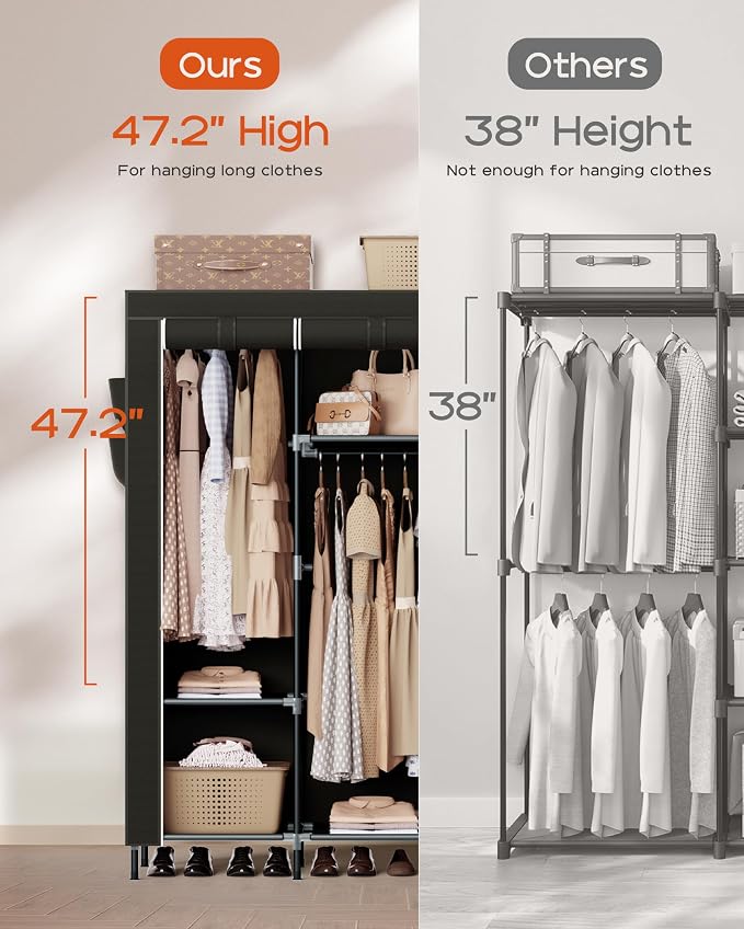 Portable Closet, 51.2 Inch Large Capacity Wardrobe Closet - Image 3