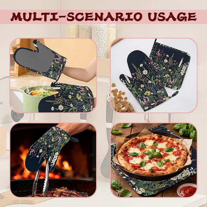Wildflower Spring Floral Garden Flowers Oven Mitts and Pot Holders, Heat - Image 6