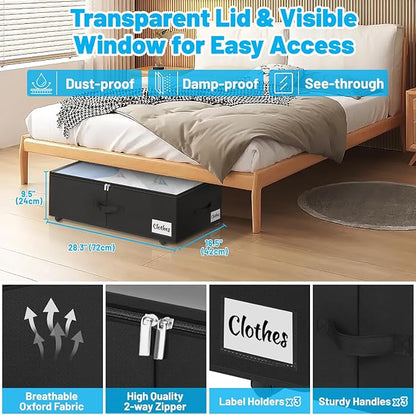 Under Bed Storage with Wheels, Quick Assembly Underbed Shoe Storage Containers - Image 3