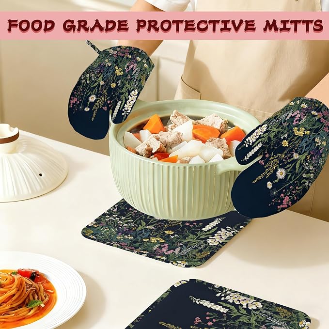 Wildflower Spring Floral Garden Flowers Oven Mitts and Pot Holders, Heat - Image 7