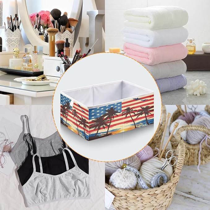 American Flag Coconut Tree Closet Organizers Storage Cubes Storage Bins Shelf - Image 5