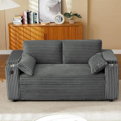 hansones 68.11" Corduroy Sleeper Chair Bed - Image 6