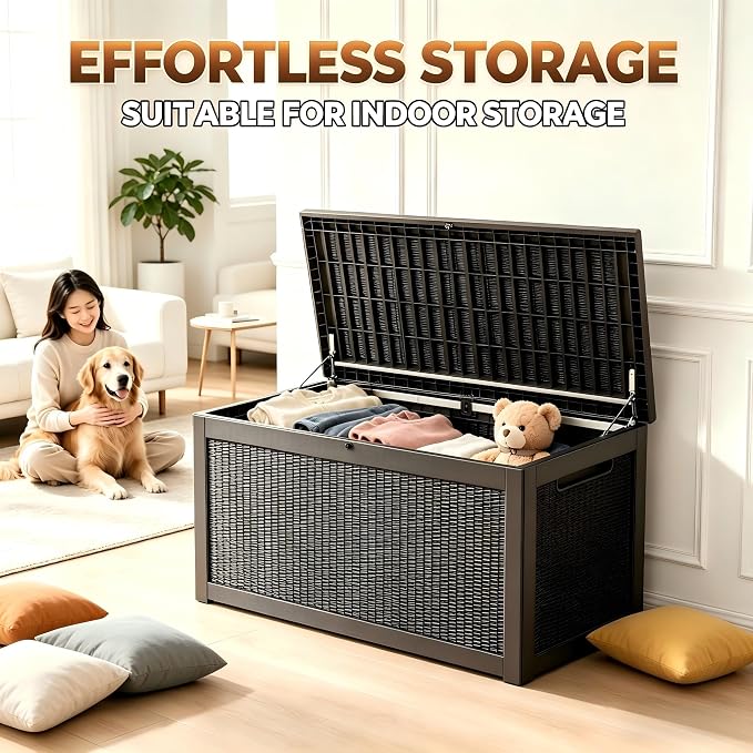 328 Gallon Waterproof Outdoor Storage Box, Heavy Duty Resin Deck Box Lockable - Image 8