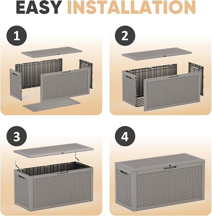 EasyUp 110 Gallon Deck Boxes Outdoor Waterproof, Resin Outside Storage Box - Image 6
