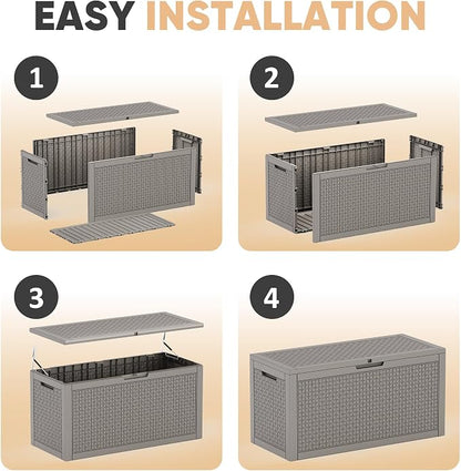 EasyUp 110 Gallon Deck Boxes Outdoor Waterproof, Resin Outside Storage Box - Image 6