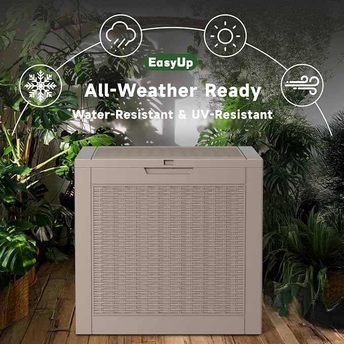 EasyUp 31 Gallon Outdoor Storage Box, Resin Waterproof UV-Resistant Deck Box - Image 4