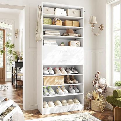 Aheaplus Tall Shoe Cabinet, 10 Tiers Wood Shoe Rack, Vertical Shoe Storage by Aheaplus