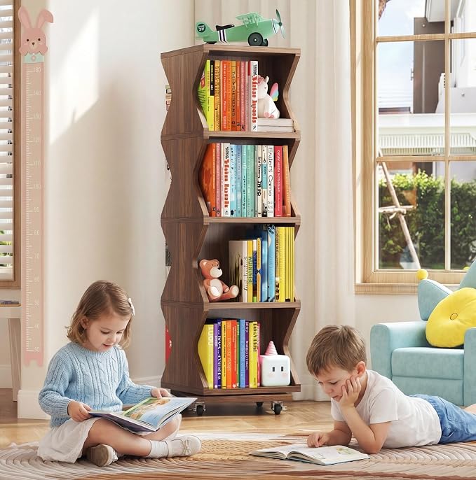 HSH Rotating Bookshelf Tower, 360°Revolving Bookcase - Image 8