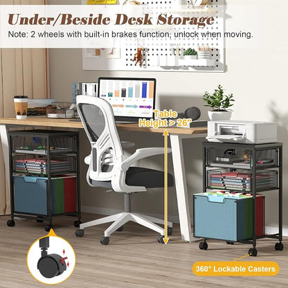Sbanmao Rolling File Cart with 3 Drawers, Filing Cabinet, Hanging Folder Holder - Image 4
