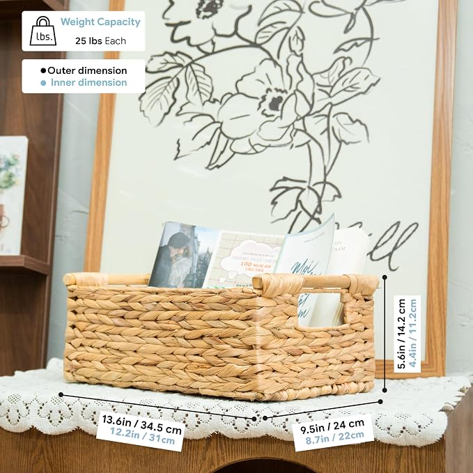 VATIMA Hyacinth Medium Wicker Basket 13.6x9.5x5.6" - - Image 3