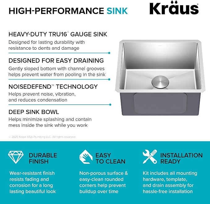Kraus KHU101-21 Standart PRO 16 Gauge Undermount Single Bowl Set, 21 Inch - Image 12