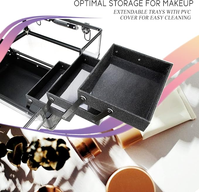 Ver Beauty Makeup Train Case 14 inch Armored Acrylic Large Portable Cosmetic - Image 5