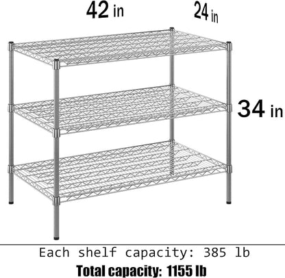 24" Deep x 42" Wide x 34" Height Wire Shelving Kit | 3-Tier | NSF Commercial - Image 3
