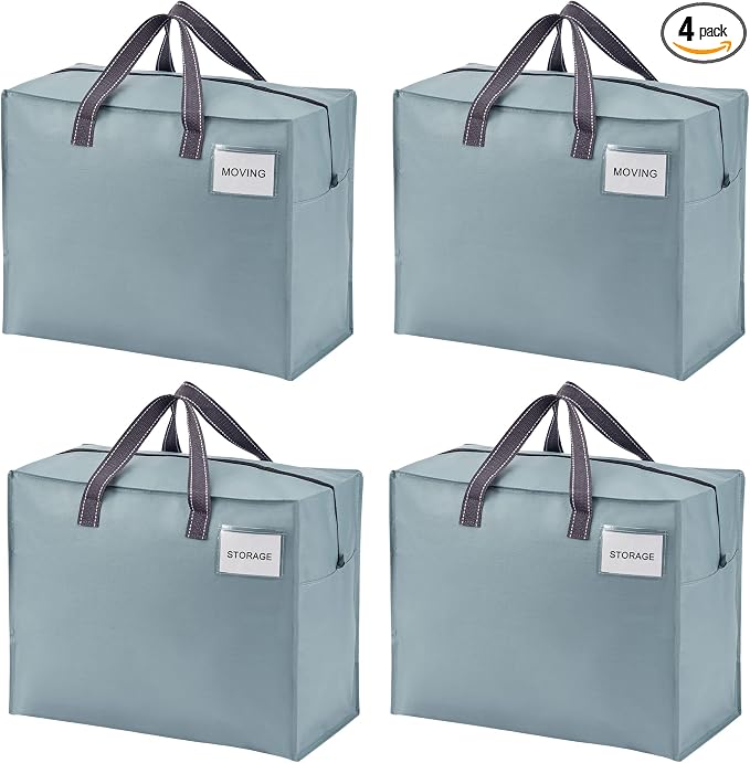 VENO 4 Pack Heavy Duty Moving Bags, Storage Bags, Packing Supplies, Top Zipper by Veno
