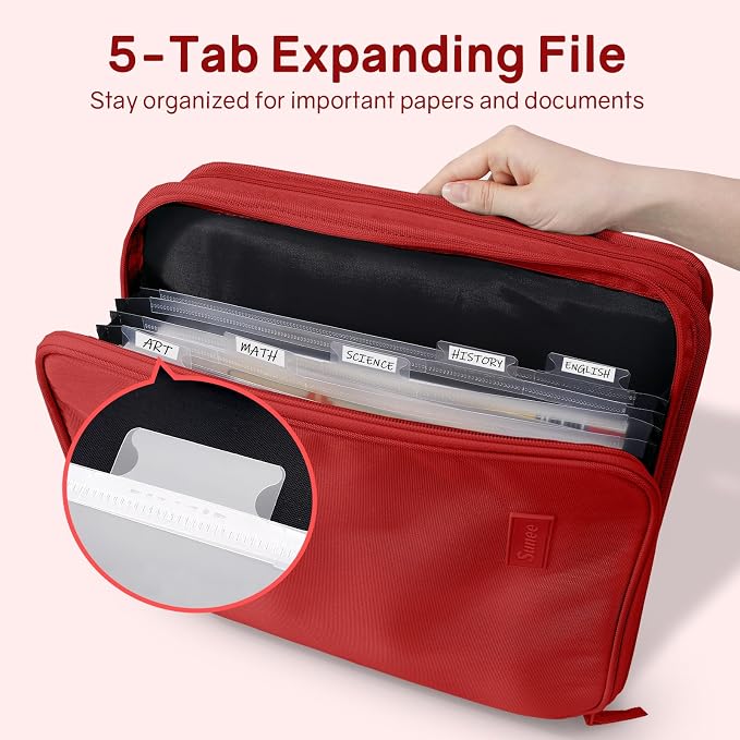 SUNEE Zippered Binder Bag with Handle, 2-Inch 3-Ring O-Ring, 500-Sheet Capacity - Image 2