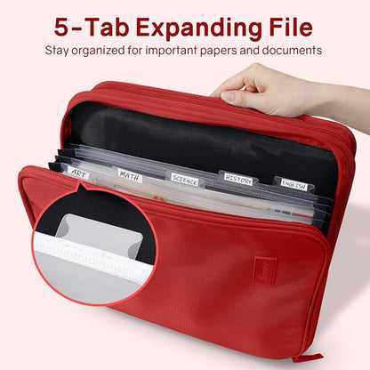 SUNEE Zippered Binder Bag with Handle, 2-Inch 3-Ring O-Ring, 500-Sheet Capacity - Image 2