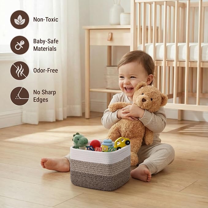5-Pack Storage Cubes Woven Rope Baskets, 2 Sizes Organizer Bins | Ideal - Image 4