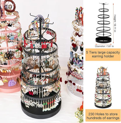 17Dec 6 Tier Rotating Jewelry Organizer Stand, 230 Holes Earring Holder - Image 3
