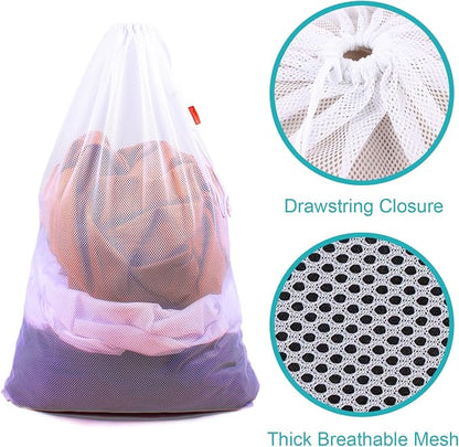 2 Pack Mesh Laundry Bags, 24 x 36 Inches Heavy Duty Drawstring Bag, Travel and - Image 4