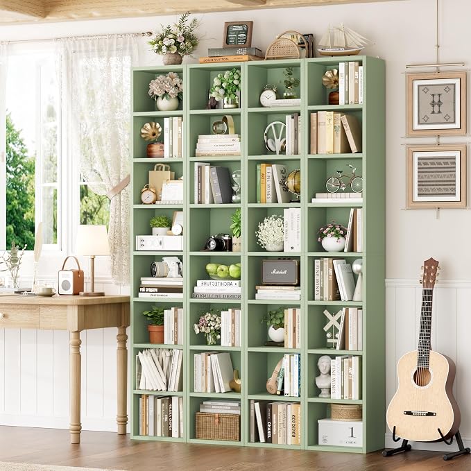 FOTOSOK Bookshelf Bookcase 8-Tier Narrow Bookshelf Tall CD Media Tower Rack | - Image 2