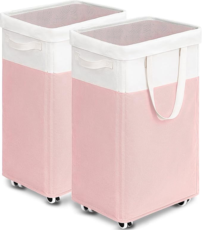 Goodpick Laundry Basket with Wheels 2-Pack, 75L Tall Clothes Hamper, Large by Goodpick