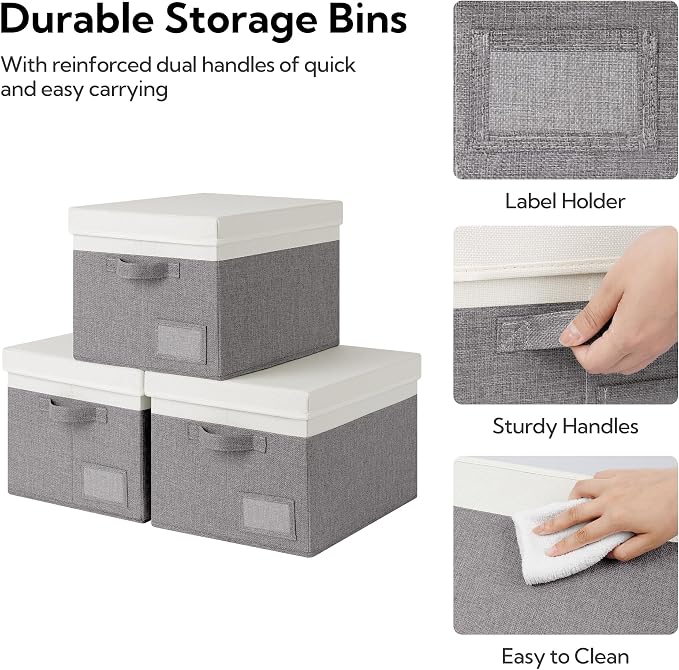 GRANNY SAYS Storage Bins with Lids, Linen Closet Storage Boxes, Collapsibe - Image 6